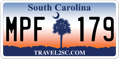 SC license plate MPF179