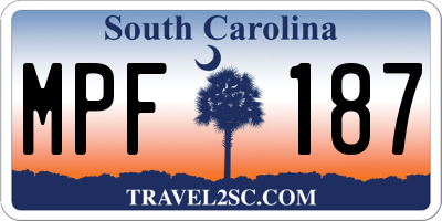 SC license plate MPF187
