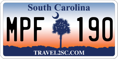 SC license plate MPF190