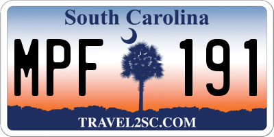 SC license plate MPF191