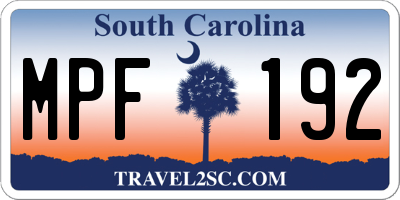 SC license plate MPF192