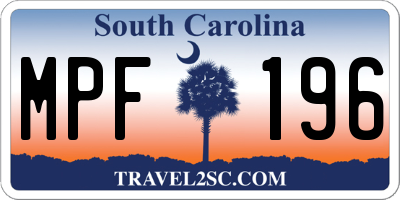 SC license plate MPF196