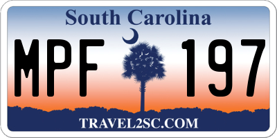 SC license plate MPF197