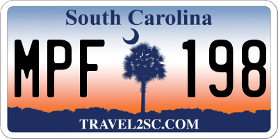 SC license plate MPF198