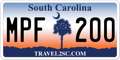 SC license plate MPF200