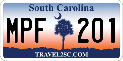 SC license plate MPF201