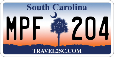 SC license plate MPF204