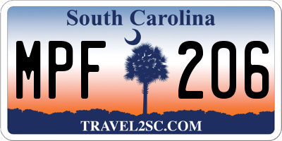 SC license plate MPF206