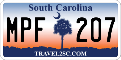 SC license plate MPF207