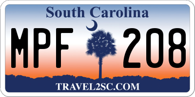 SC license plate MPF208