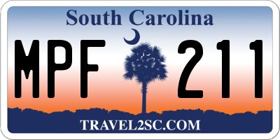 SC license plate MPF211