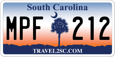 SC license plate MPF212