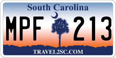 SC license plate MPF213