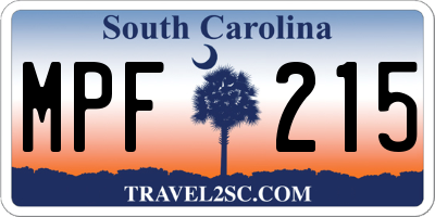 SC license plate MPF215