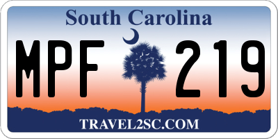 SC license plate MPF219