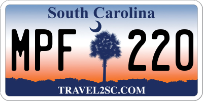 SC license plate MPF220