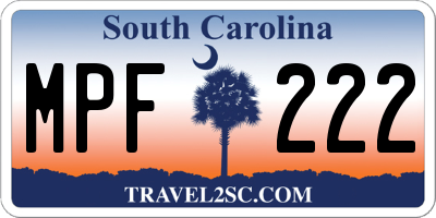 SC license plate MPF222