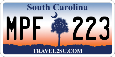 SC license plate MPF223