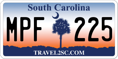 SC license plate MPF225