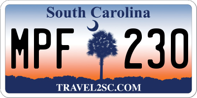 SC license plate MPF230