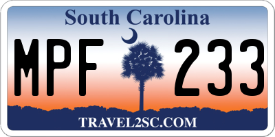 SC license plate MPF233