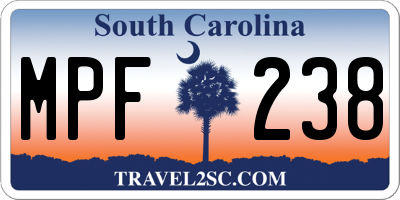 SC license plate MPF238