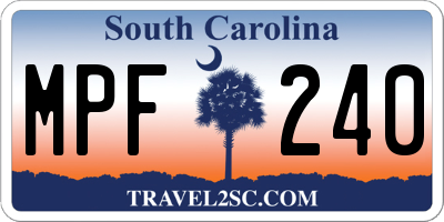 SC license plate MPF240