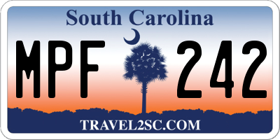 SC license plate MPF242