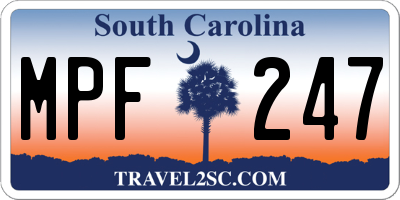 SC license plate MPF247