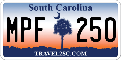 SC license plate MPF250
