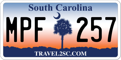 SC license plate MPF257