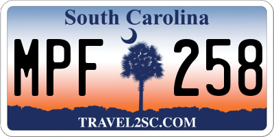 SC license plate MPF258
