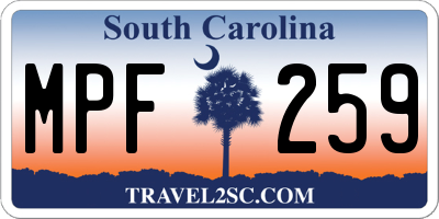 SC license plate MPF259