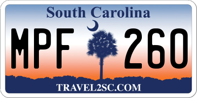 SC license plate MPF260