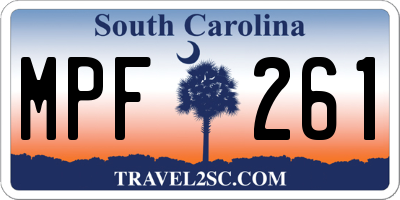 SC license plate MPF261