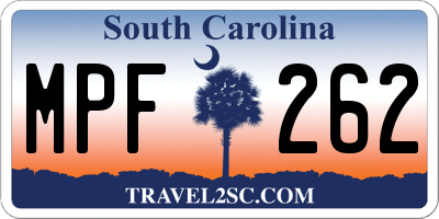 SC license plate MPF262