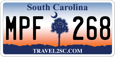 SC license plate MPF268