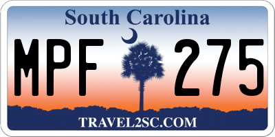 SC license plate MPF275