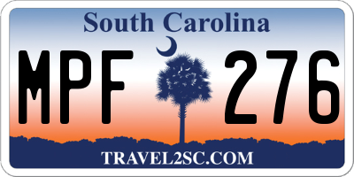 SC license plate MPF276