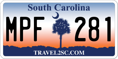 SC license plate MPF281