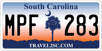 SC license plate MPF283