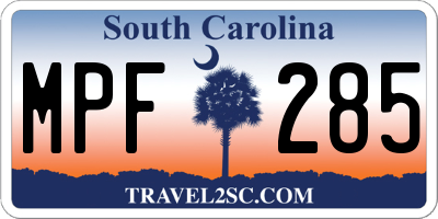 SC license plate MPF285