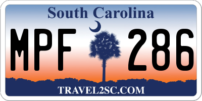 SC license plate MPF286