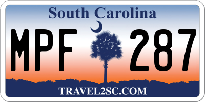 SC license plate MPF287