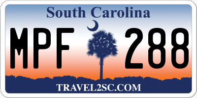 SC license plate MPF288