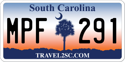 SC license plate MPF291