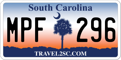 SC license plate MPF296