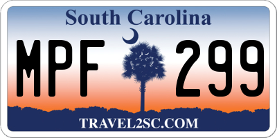SC license plate MPF299