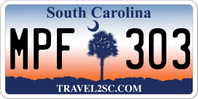 SC license plate MPF303