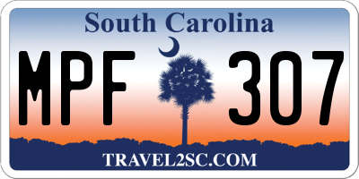 SC license plate MPF307